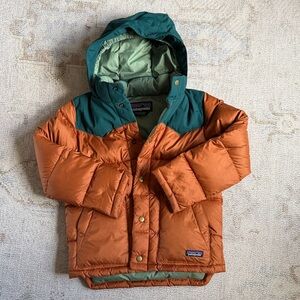 Kids Patagonia Two-Tone Hooded Puffer Jacket